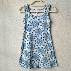 90s/retro Chelsey cotton floral blue mini dress small